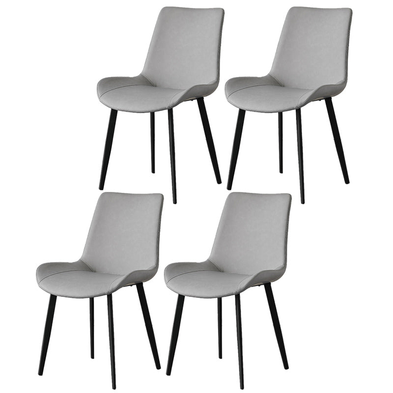 Contemporary Metal Dining Room Chairs Armless Leather Dining Chairs for Home Use