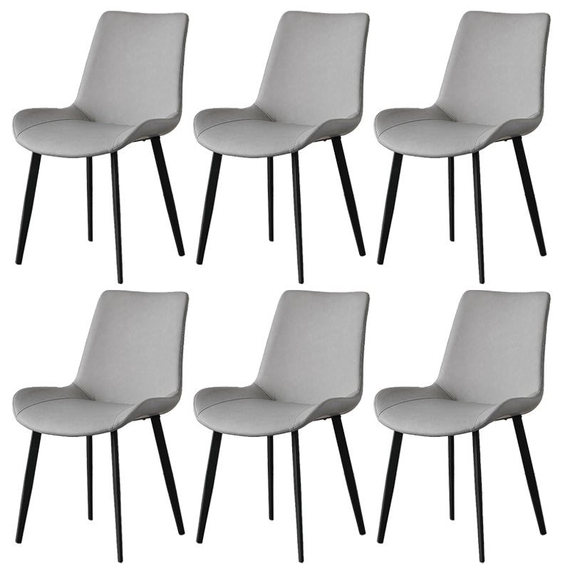 Contemporary Metal Dining Room Chairs Armless Leather Dining Chairs for Home Use