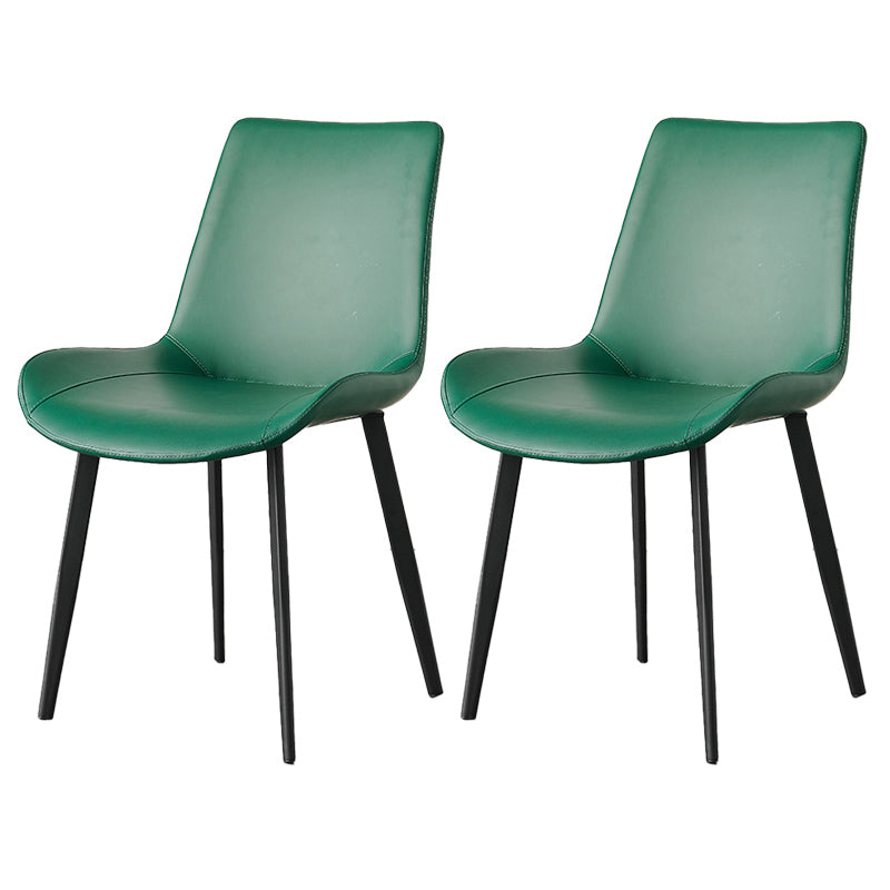 La salle à manger contemporaine en métal préside les chaises de salle à manger en cuir sans bras pour l'usage à la maison