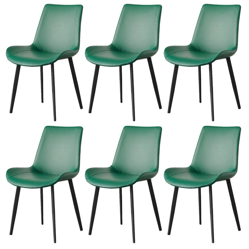 Contemporary Metal Dining Room Chairs Armless Leather Dining Chairs for Home Use