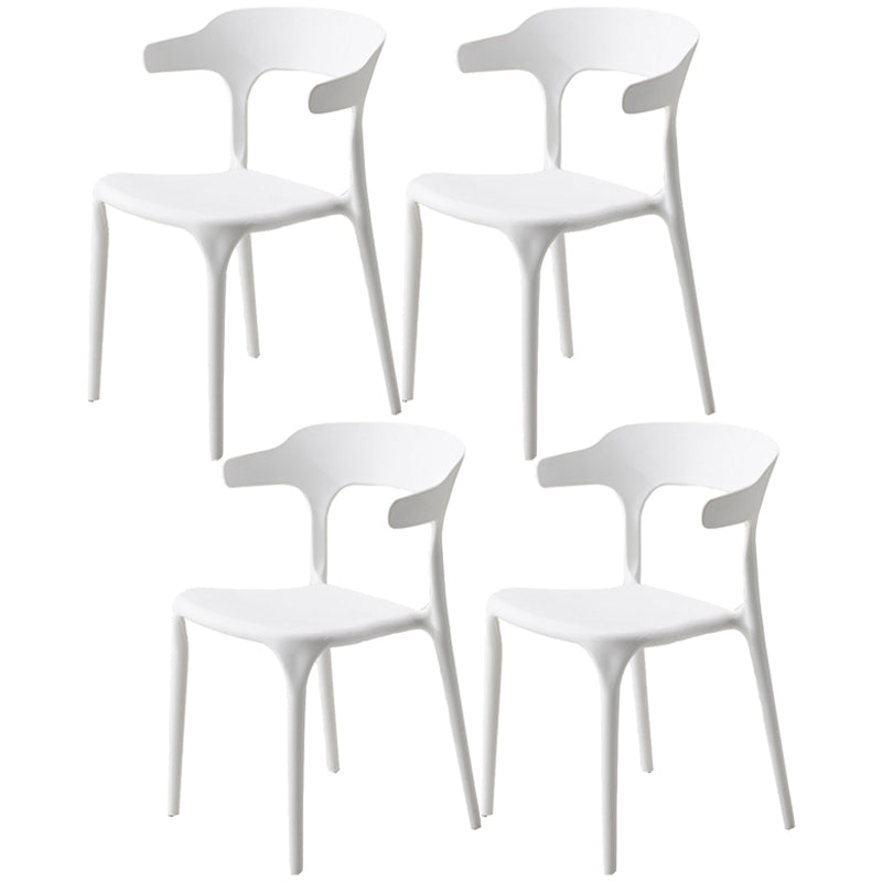 Home Stackable Contemporary Arm Chair Open Back Plastic Dining Room Chair