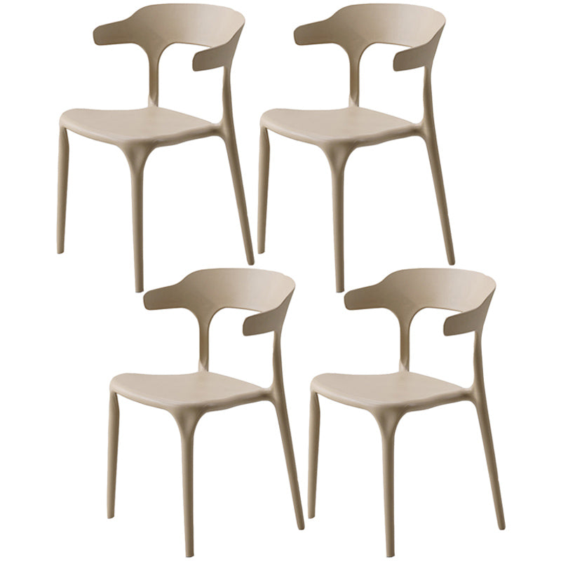 Home Stackable Contemporary Arm Chair Open Back Plastic Dining Room Chair