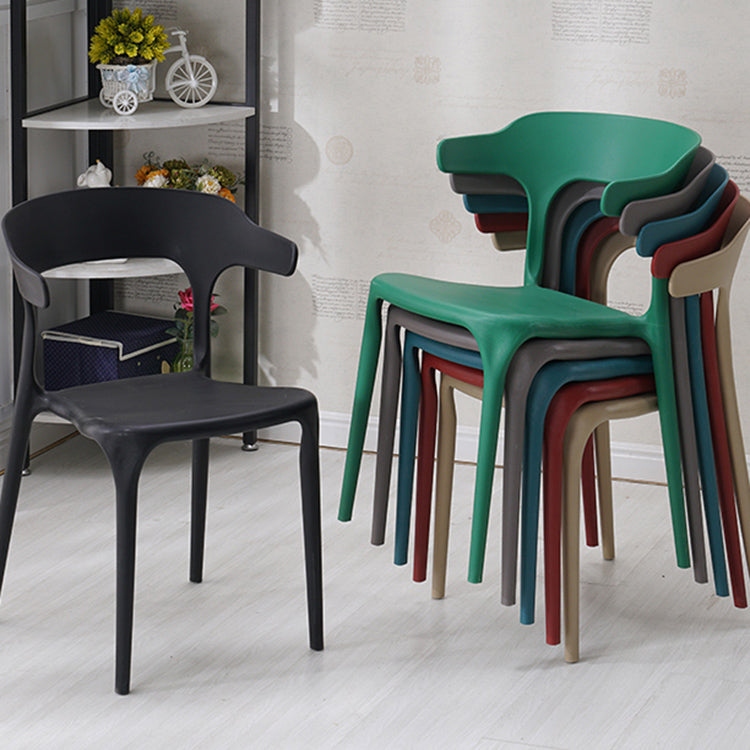 Home Stackable Contemporary Arm Chair Open Back Plastic Dining Room Chair