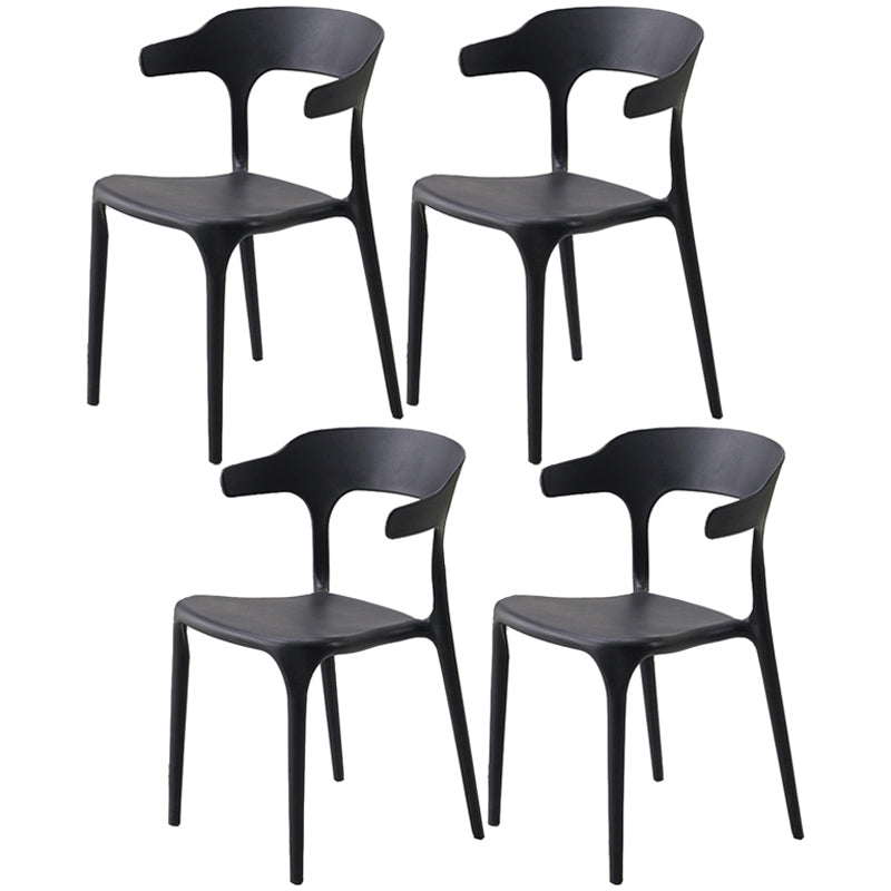 Home Stackable Contemporary Arm Chair Open Back Plastic Dining Room Chair