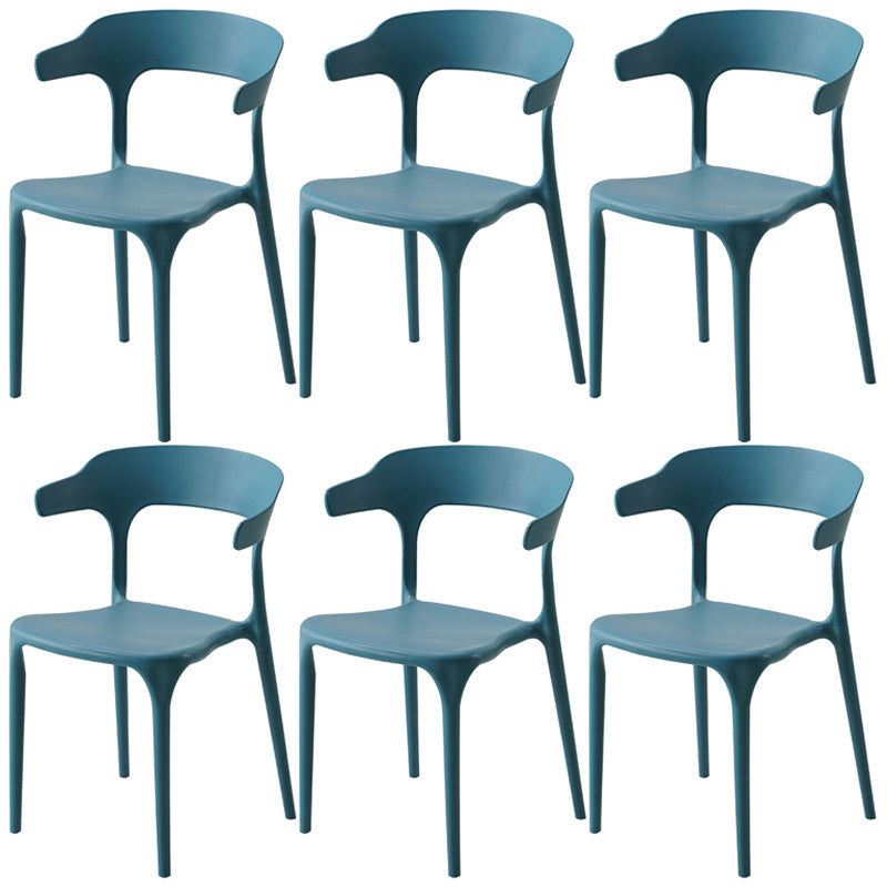 Home Stackable Contemporary Arm Chair Open Back Plastic Dining Room Chair