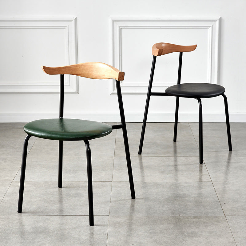 Contemporary Metal Dining Room Chairs Armless Open Back Dining Side Chair for Home Use