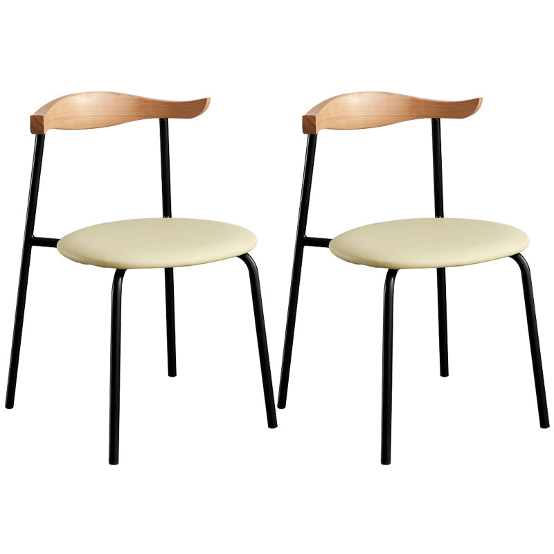 Contemporary Metal Dining Room Chairs Armless Open Back Dining Side Chair for Home Use