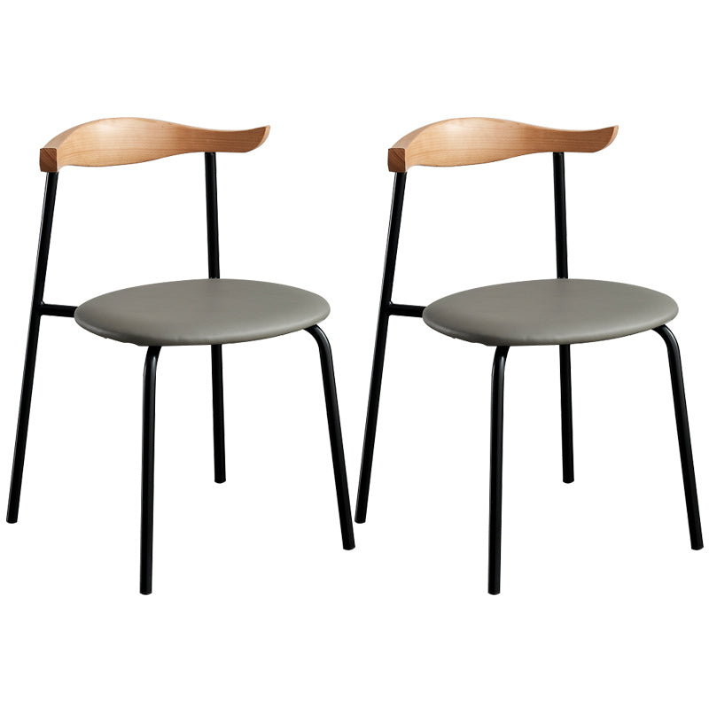 Contemporary Metal Dining Room Chairs Armless Open Back Dining Side Chair for Home Use