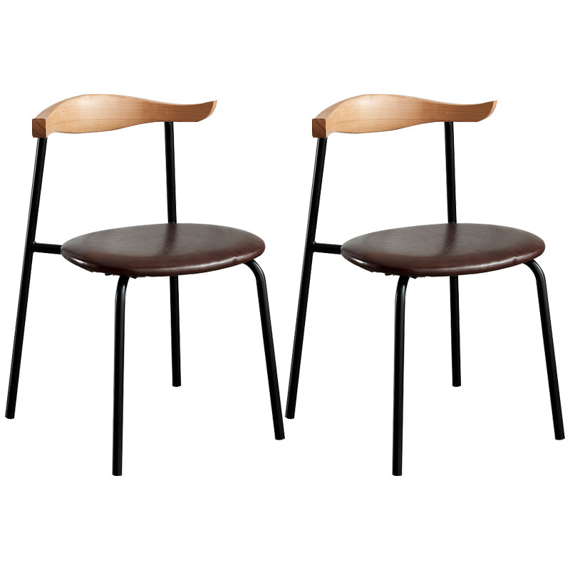 Contemporary Metal Dining Room Chairs Armless Open Back Dining Side Chair for Home Use