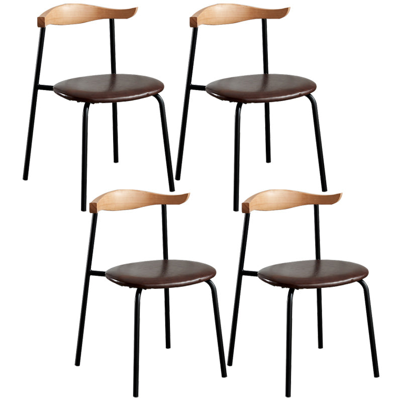 Contemporary Metal Dining Room Chairs Armless Open Back Dining Side Chair for Home Use