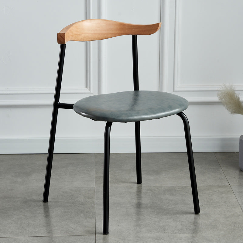 Contemporary Metal Dining Room Chairs Armless Open Back Dining Side Chair for Home Use