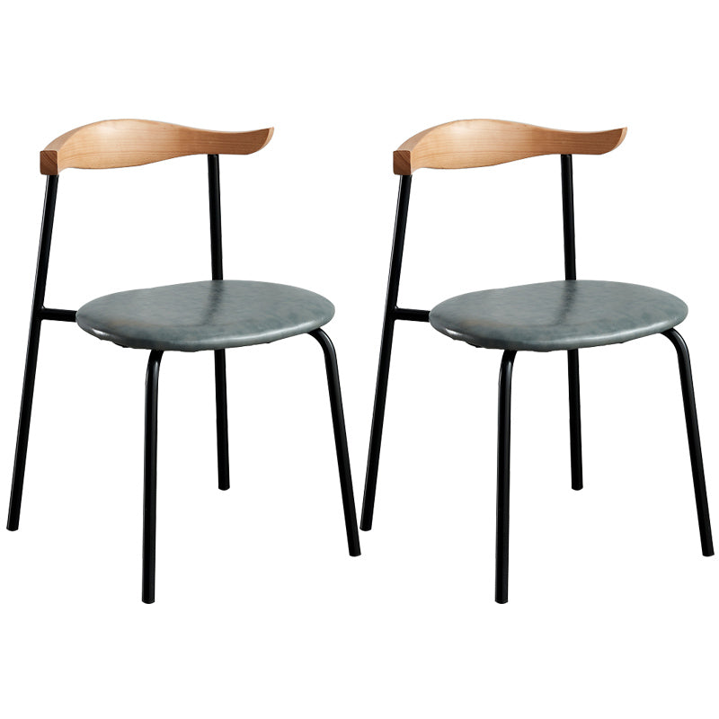 Contemporary Metal Dining Room Chairs Armless Open Back Dining Side Chair for Home Use