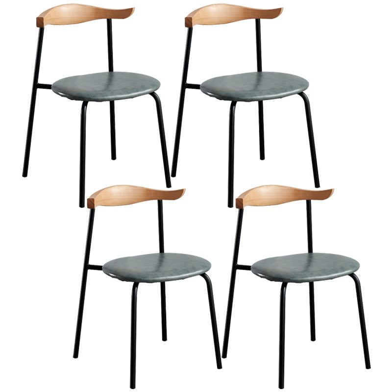 Contemporary Metal Dining Room Chairs Armless Open Back Dining Side Chair for Home Use