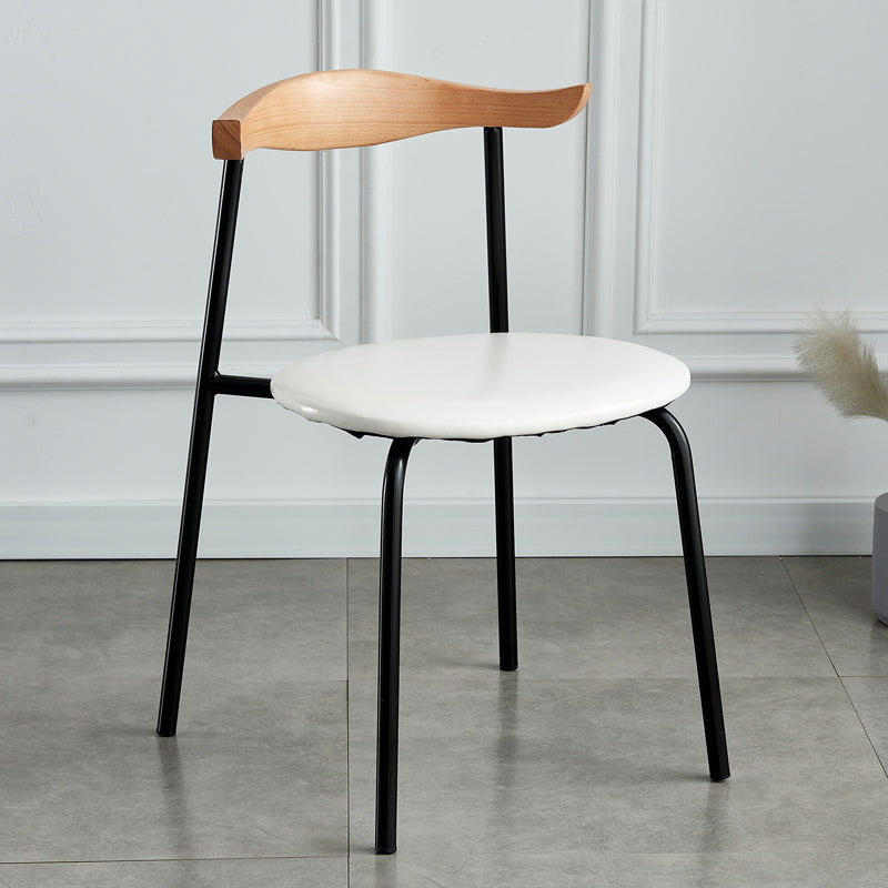 Contemporary Metal Dining Room Chairs Armless Open Back Dining Side Chair for Home Use