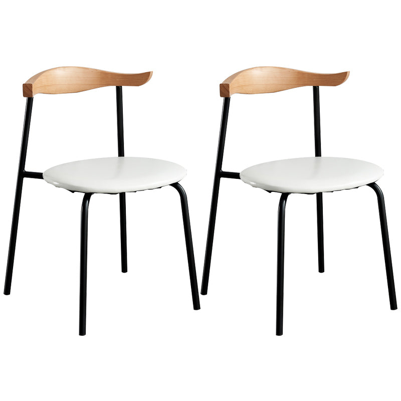 Contemporary Metal Dining Room Chairs Armless Open Back Dining Side Chair for Home Use