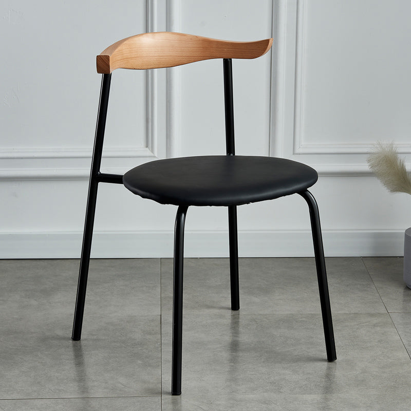 Contemporary Metal Dining Room Chairs Armless Open Back Dining Side Chair for Home Use
