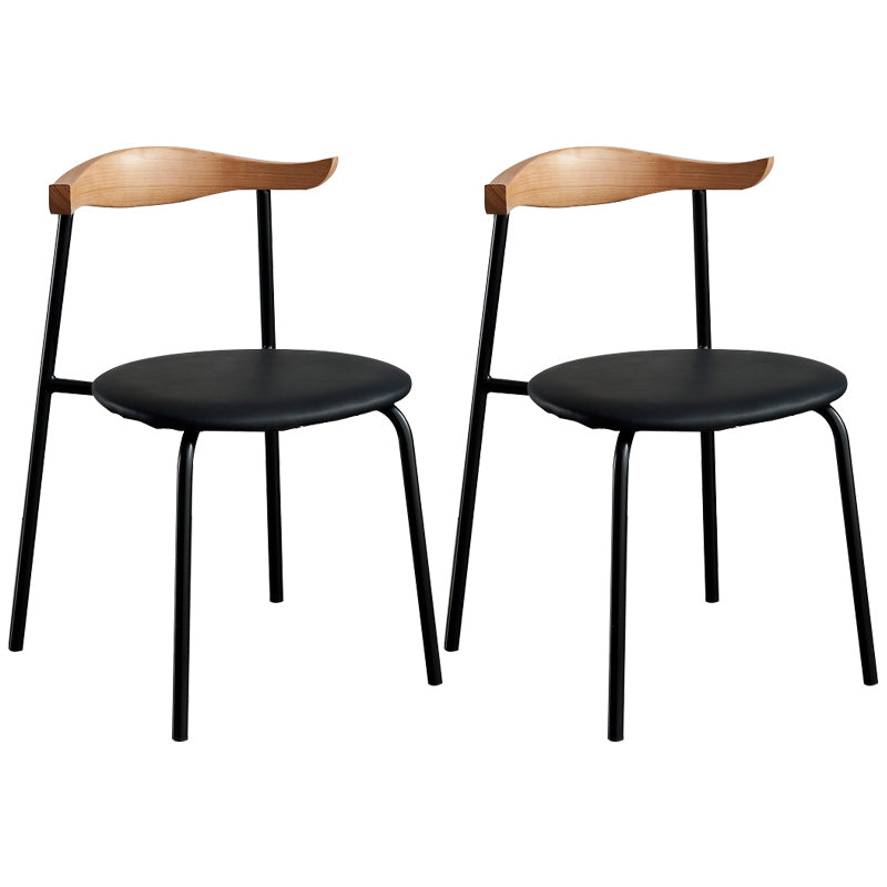 Contemporary Metal Dining Room Chairs Armless Open Back Dining Side Chair for Home Use