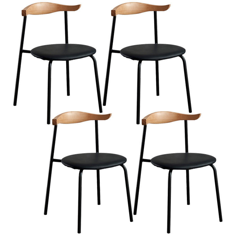 Contemporary Metal Dining Room Chairs Armless Open Back Dining Side Chair for Home Use