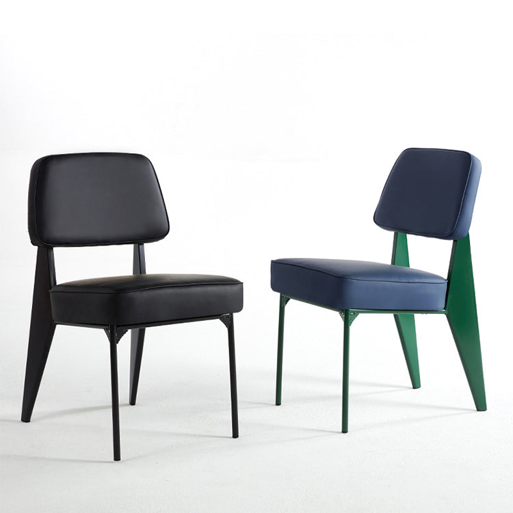 Industrial Armless Dining Chairs Open Back Upholstered Side Chair with Metal Legs