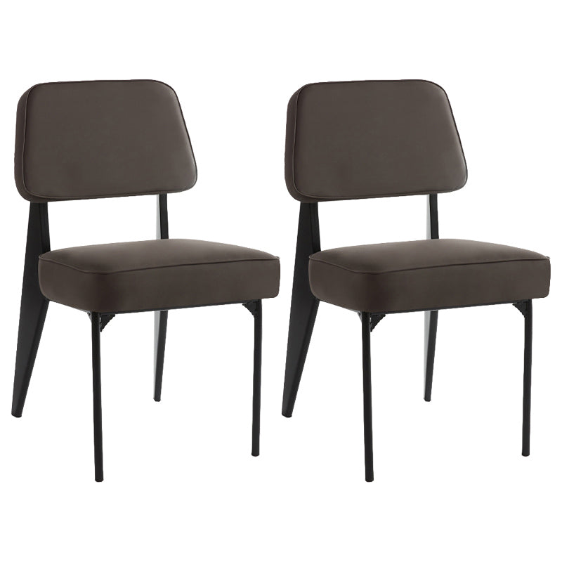 Industrial Armless Dining Chairs Open Back Upholstered Side Chair with Metal Legs