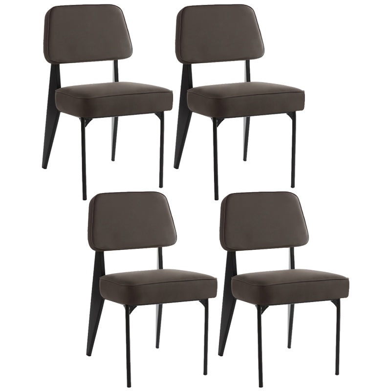 Industrial Armless Dining Chairs Open Back Upholstered Side Chair with Metal Legs