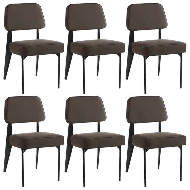 Industrial Armless Dining Chairs Open Back Upholstered Side Chair with Metal Legs