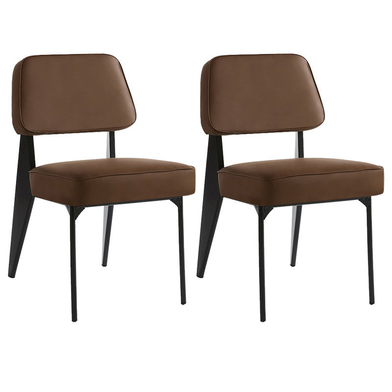 Industrial Armless Dining Chairs Open Back Upholstered Side Chair with Metal Legs