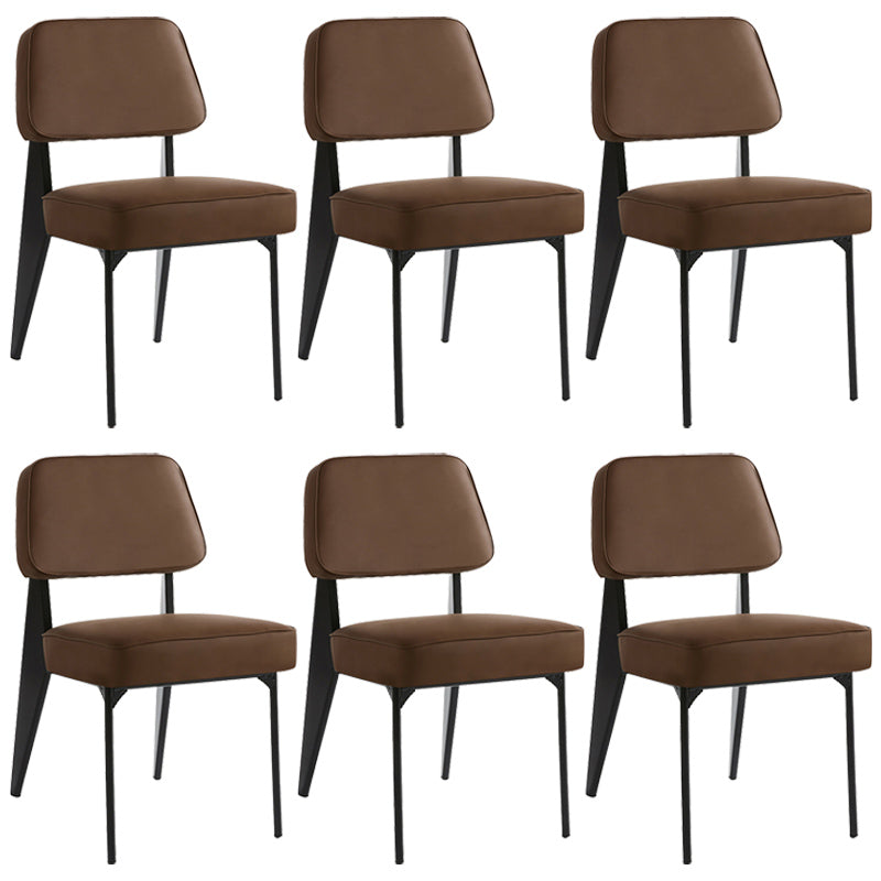 Industrial Armless Dining Chairs Open Back Upholstered Side Chair with Metal Legs