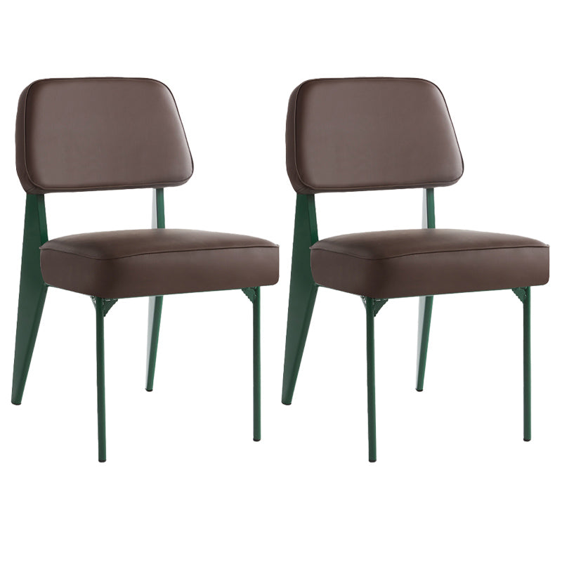 Industrial Armless Dining Chairs Open Back Upholstered Side Chair with Metal Legs