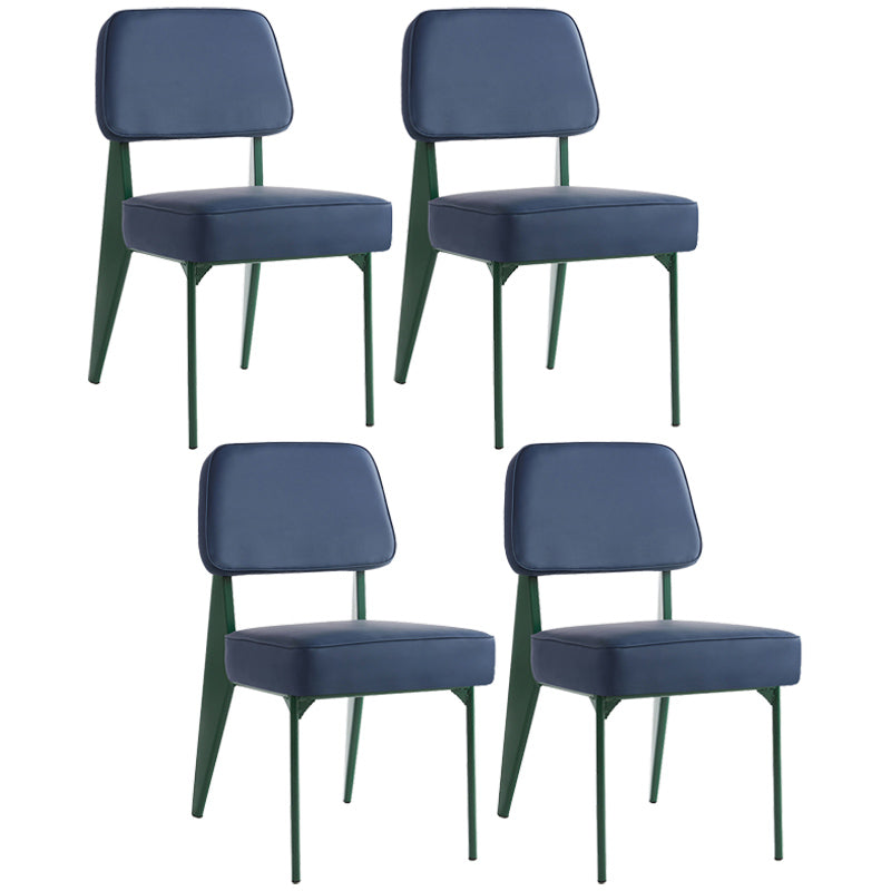 Industrial Armless Dining Chairs Open Back Upholstered Side Chair with Metal Legs