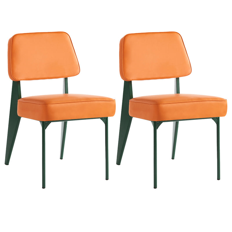 Industrial Armless Dining Chairs Open Back Upholstered Side Chair with Metal Legs