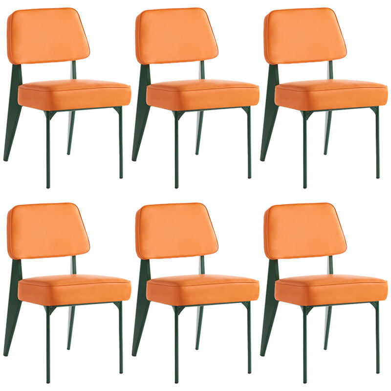 Industrial Armless Dining Chairs Open Back Upholstered Side Chair with Metal Legs
