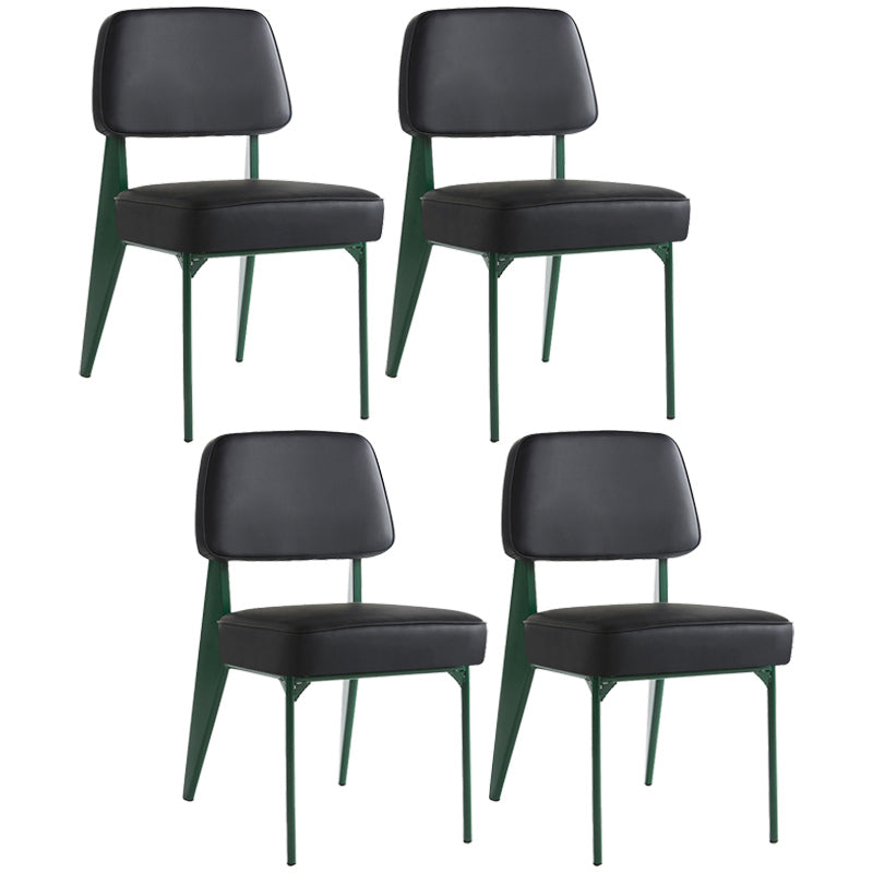 Industrial Armless Dining Chairs Open Back Upholstered Side Chair with Metal Legs