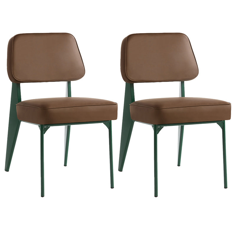 Industrial Armless Dining Chairs Open Back Upholstered Side Chair with Metal Legs