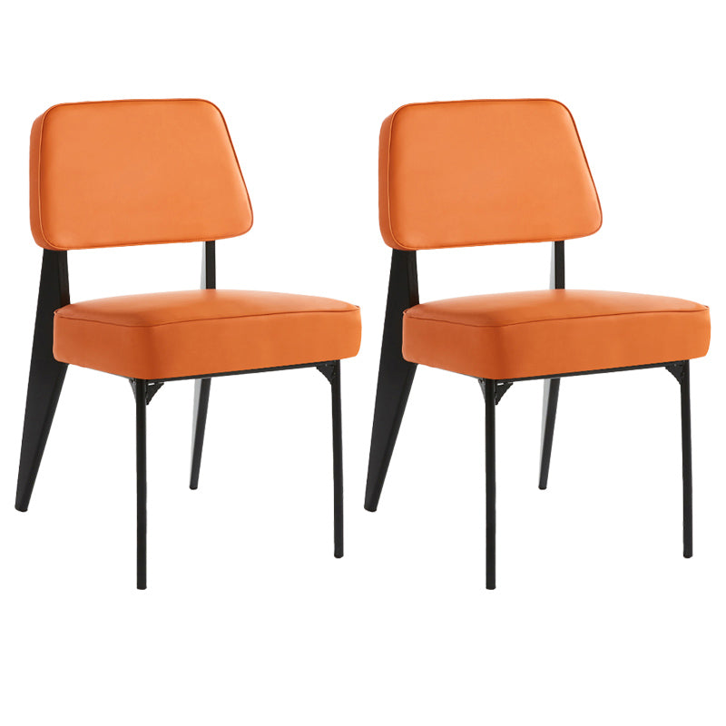 Industrial Armless Dining Chairs Open Back Upholstered Side Chair with Metal Legs