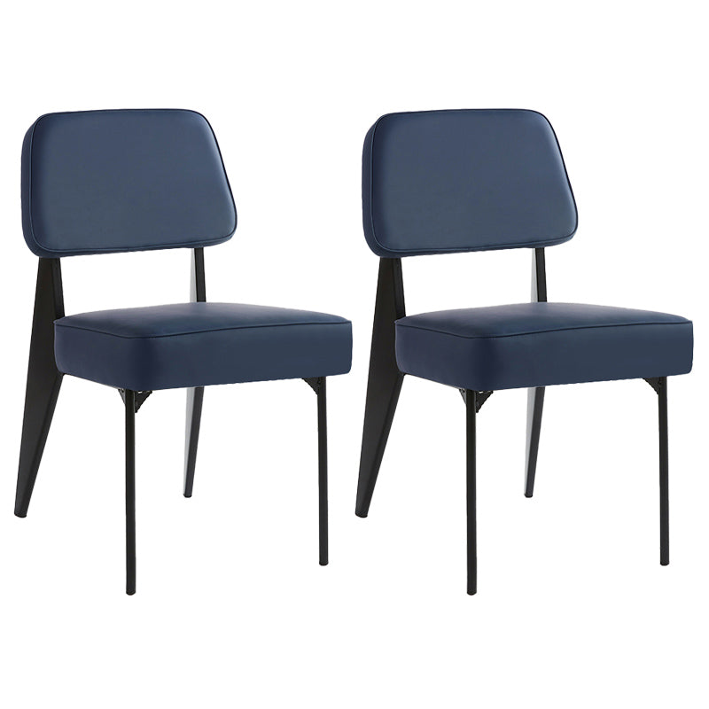 Industrial Armless Dining Chairs Open Back Upholstered Side Chair with Metal Legs