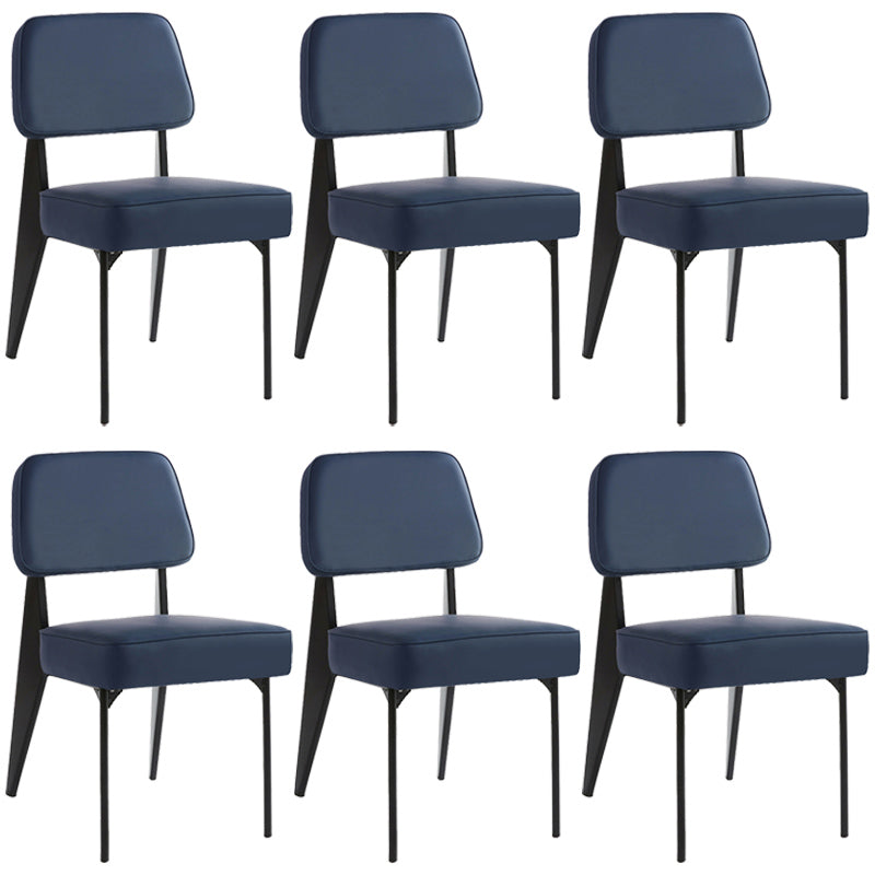 Industrial Armless Dining Chairs Open Back Upholstered Side Chair with Metal Legs
