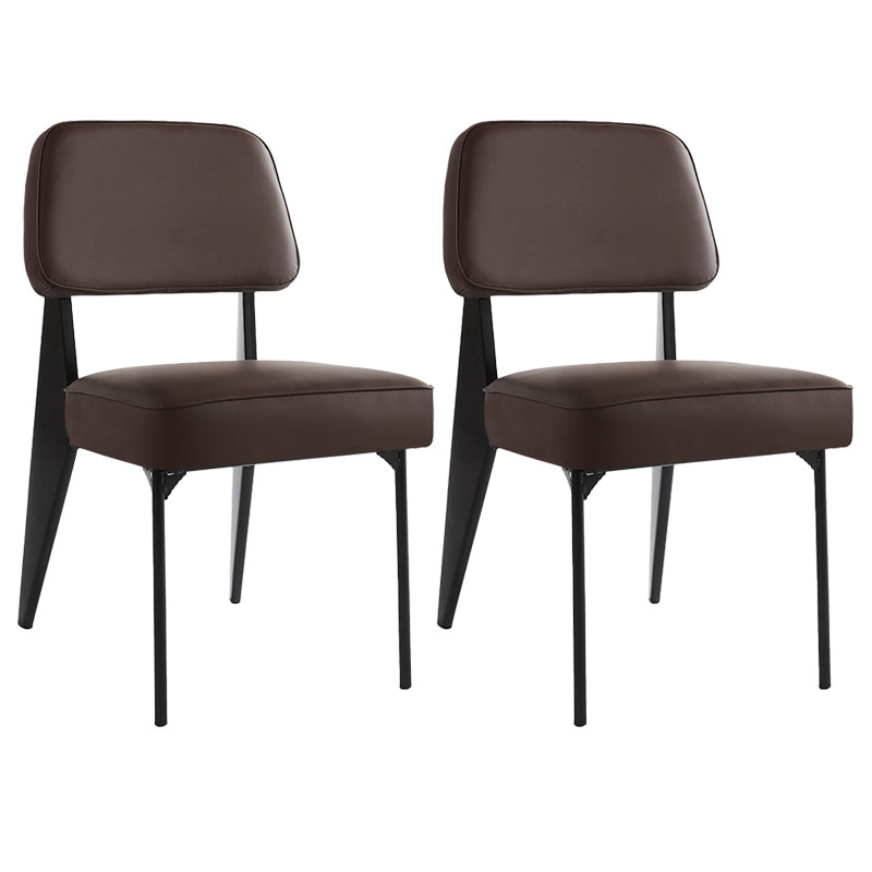 Industrial Armless Dining Chairs Open Back Upholstered Side Chair with Metal Legs