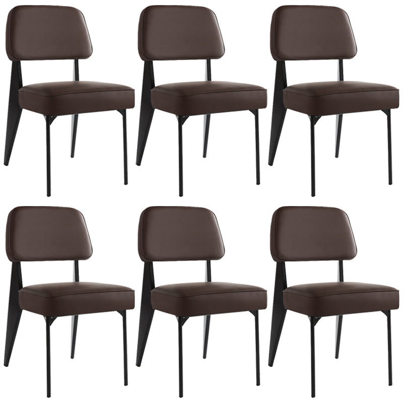Industrial Armless Dining Chairs Open Back Upholstered Side Chair with Metal Legs