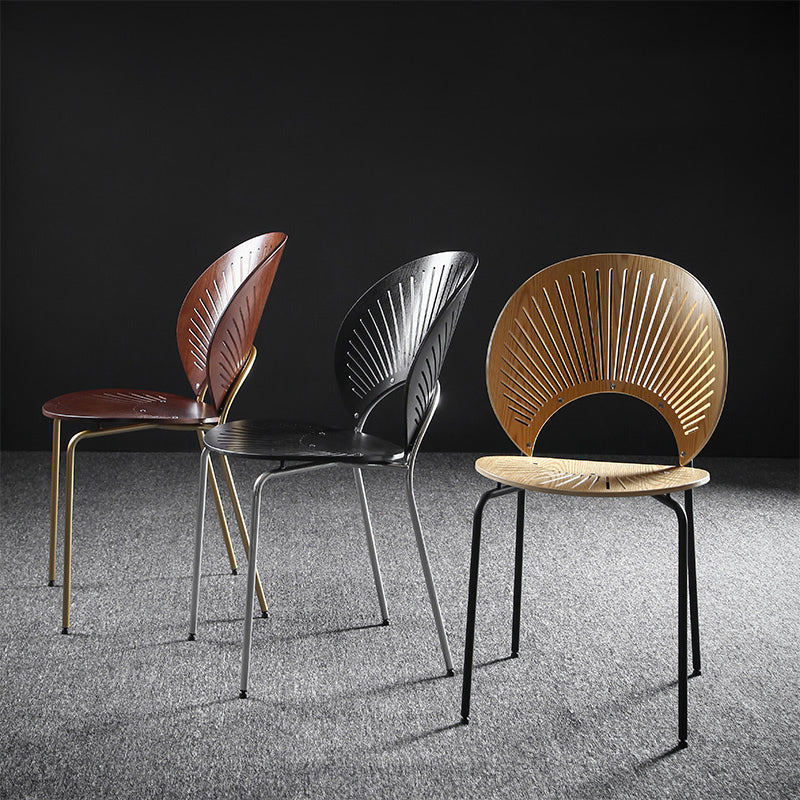 Nordic Style Metal Armless Dining Chairs Open Back Dining Side Chair for Home Use