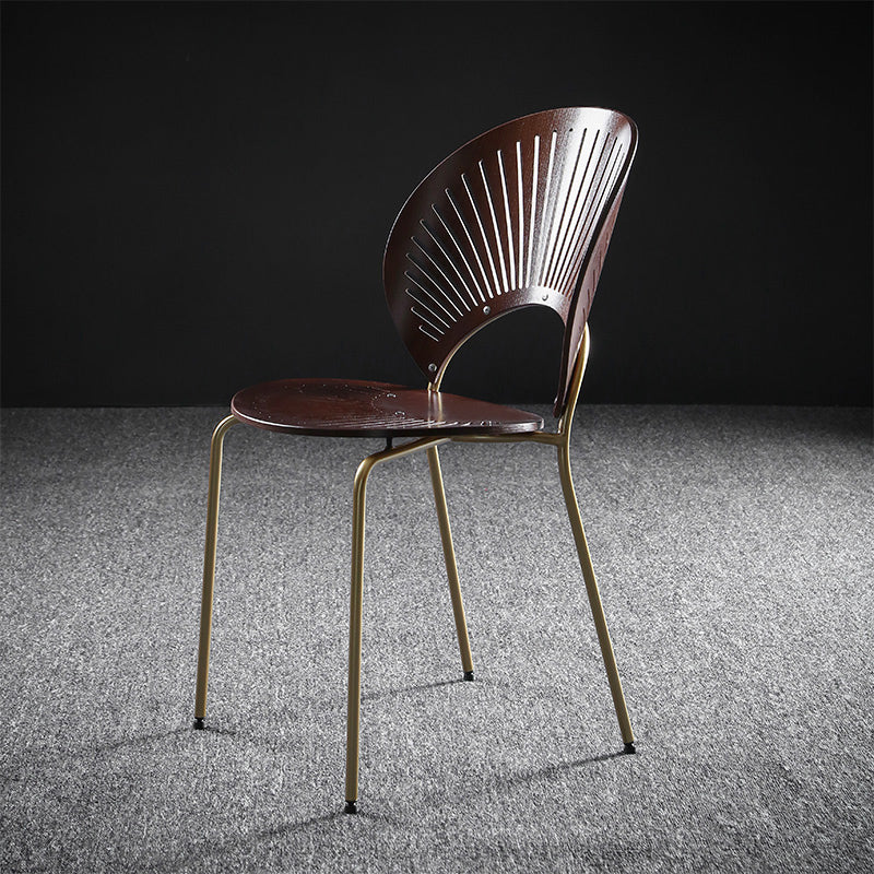 Nordic Style Metal Armless Dining Chairs Open Back Dining Side Chair for Home Use