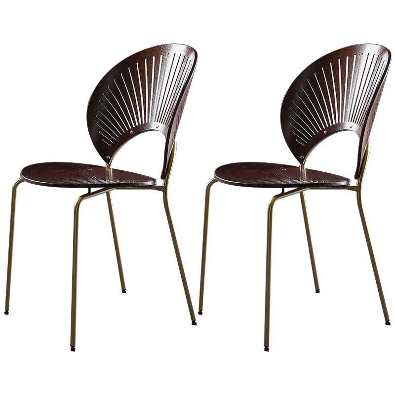 Nordic Style Metal Armless Dining Chairs Open Back Dining Side Chair for Home Use