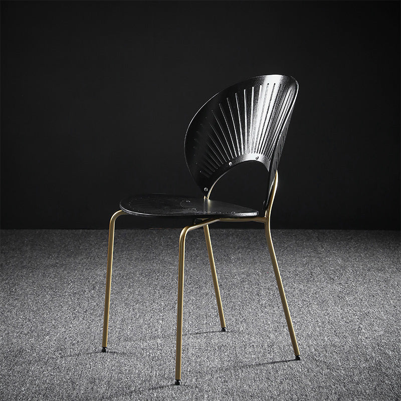 Nordic Style Metal Armless Dining Chairs Open Back Dining Side Chair for Home Use