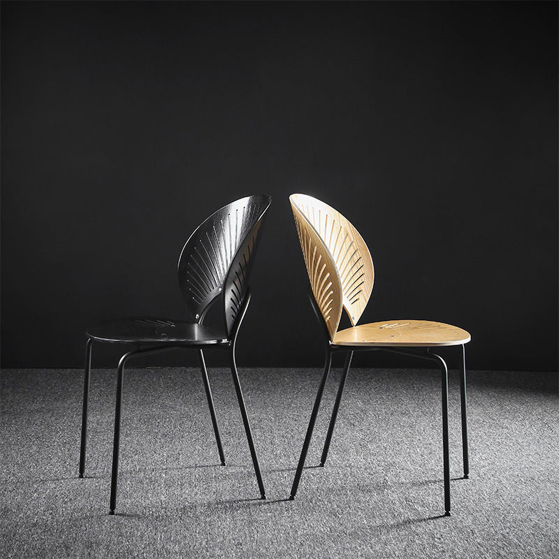Nordic Style Metal Armless Dining Chairs Open Back Dining Side Chair for Home Use