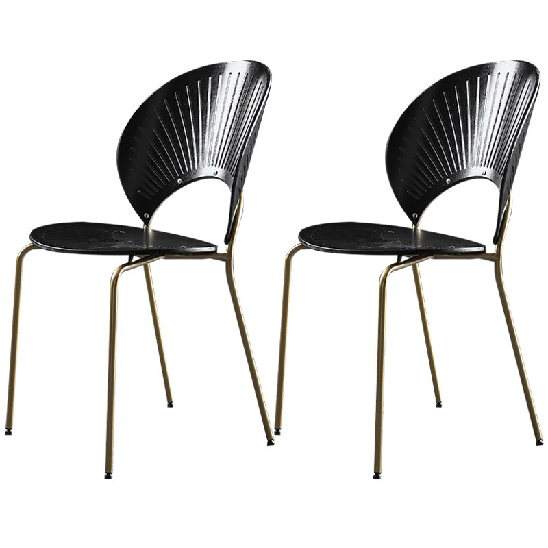 Nordic Style Metal Armless Dining Chairs Open Back Dining Side Chair for Home Use