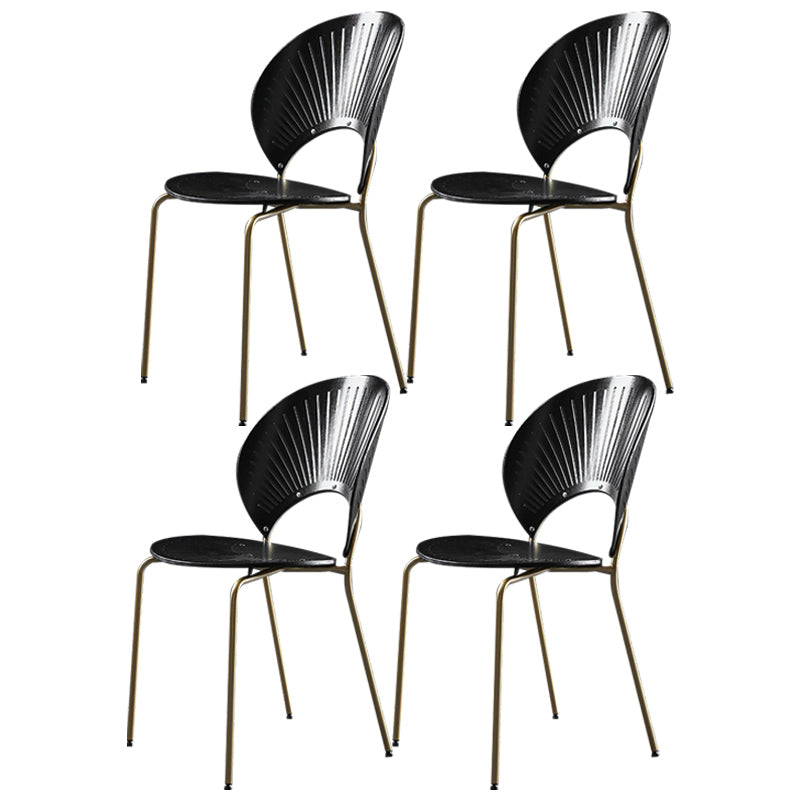 Nordic Style Metal Armless Dining Chairs Open Back Dining Side Chair for Home Use