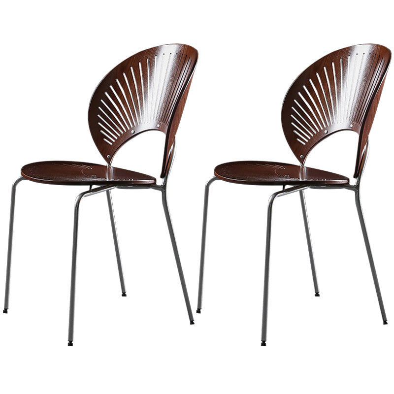 Nordic Style Metal Armless Dining Chairs Open Back Dining Side Chair for Home Use