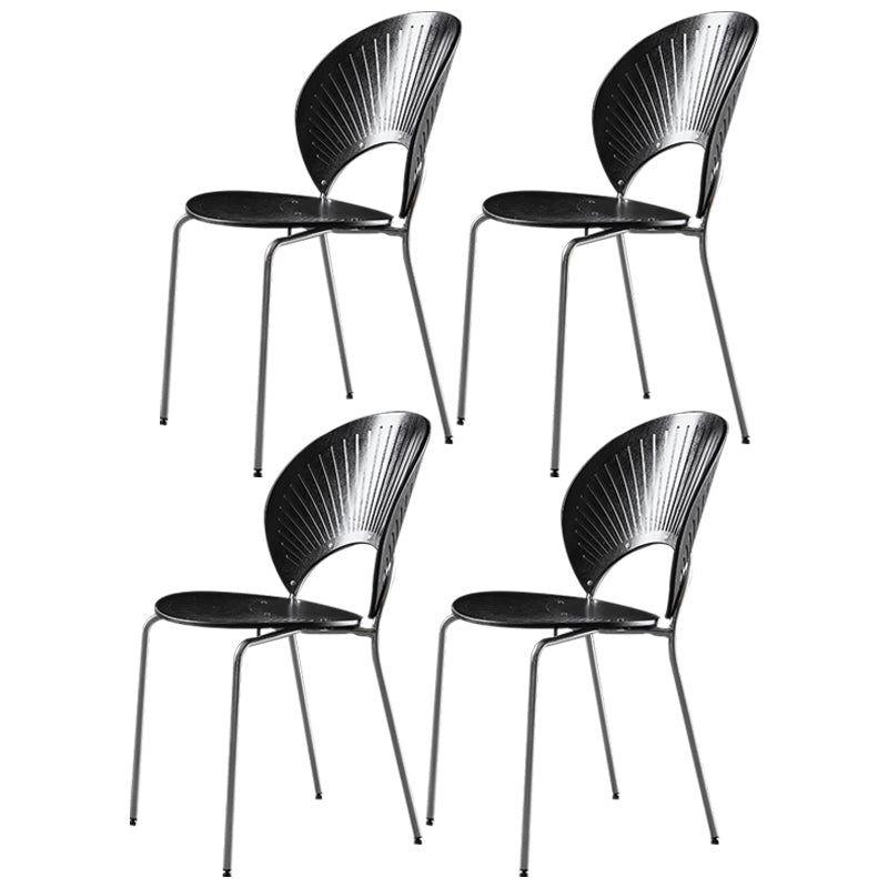 Nordic Style Metal Armless Dining Chairs Open Back Dining Side Chair for Home Use