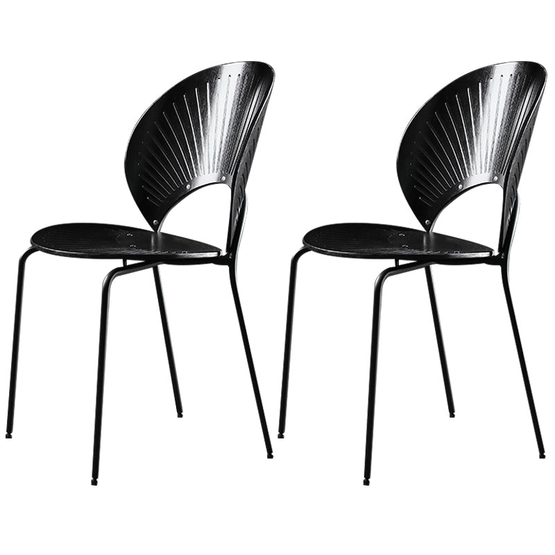 Nordic Style Metal Armless Dining Chairs Open Back Dining Side Chair for Home Use