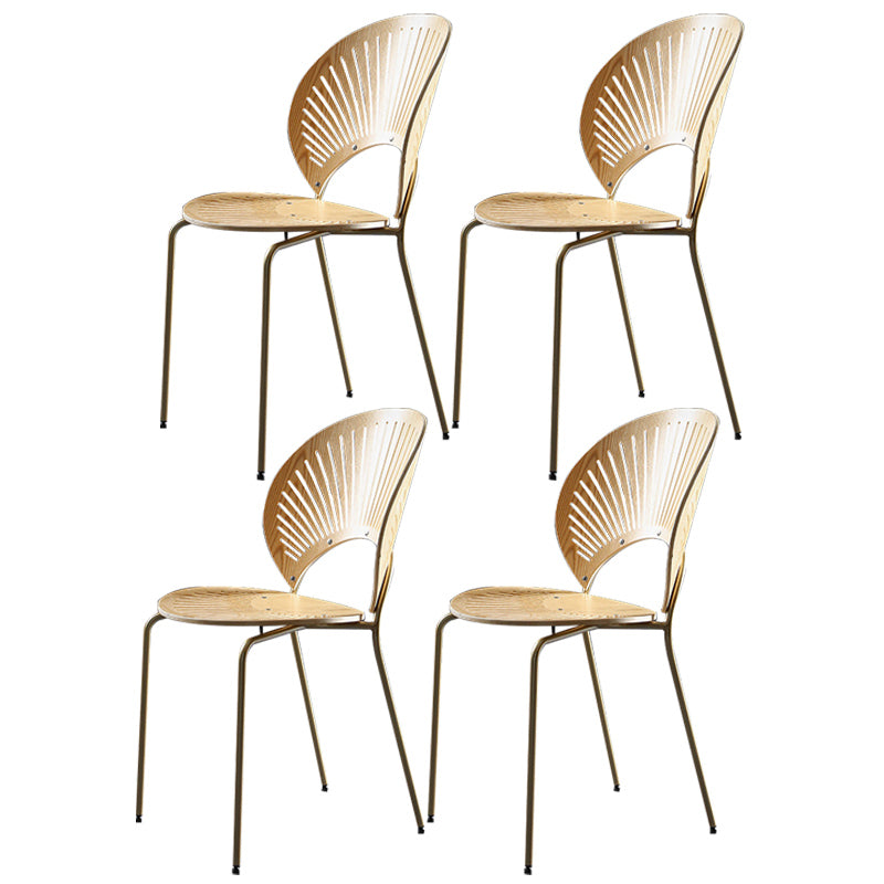 Nordic Style Metal Armless Dining Chairs Open Back Dining Side Chair for Home Use